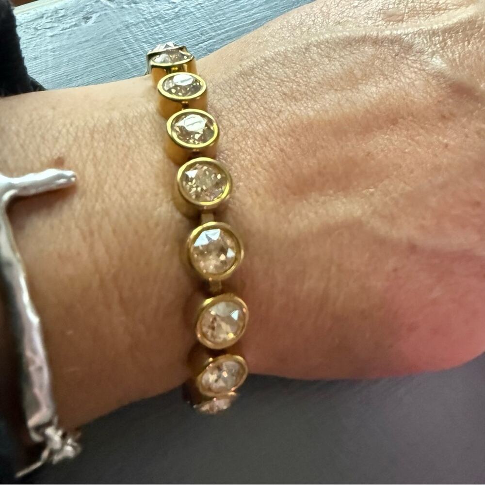 Touchstone Crystal Gold Tone Tennis Bracelet